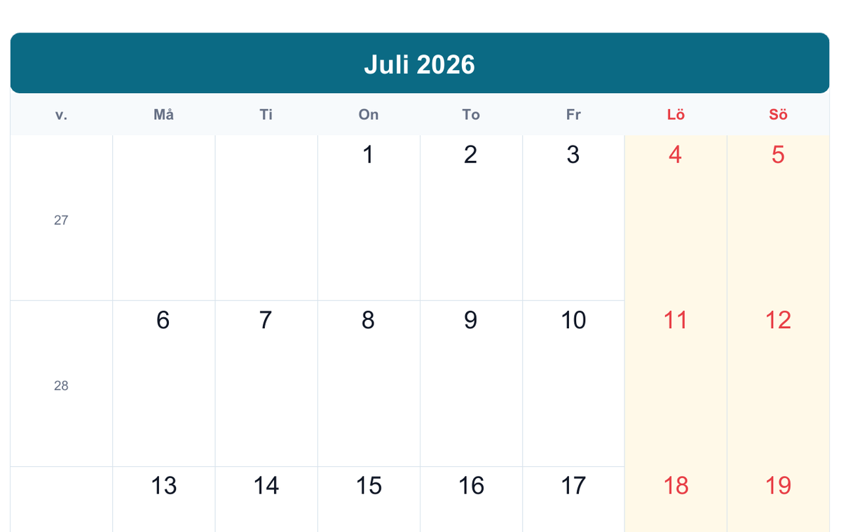 Förhandsvisning av Juli 2026 PDF